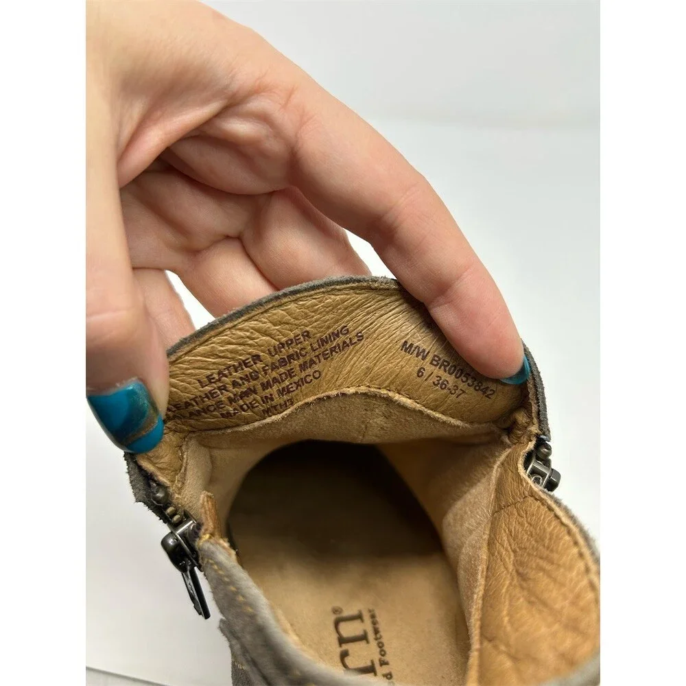 Born Malta II Womens Ankle Booties Taupe Gray Side Zip Block Heel Size 6